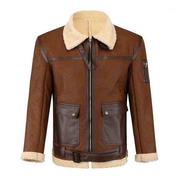 

fashion stand collar fleece jackets street style mens designer coats faux leather mens designer jackets winter, Black