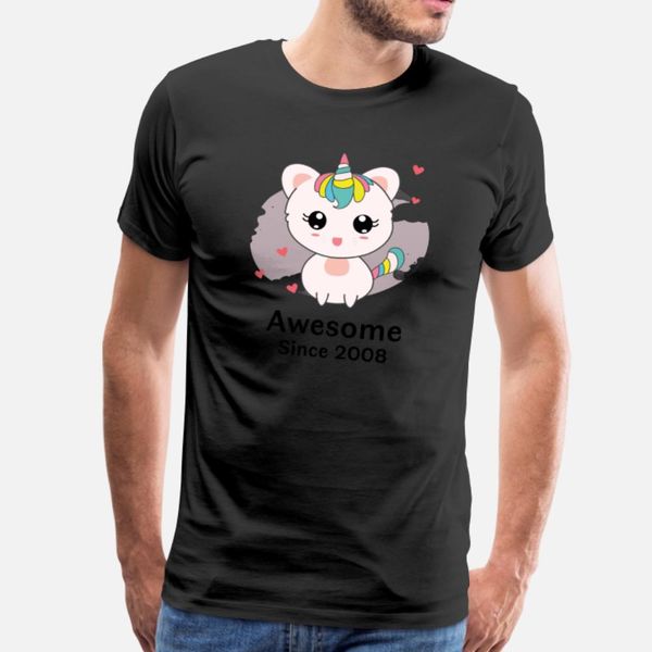 

caticorn aweseome since 2008 10th birthday gift t shirt men knitted cotton s-xxxl outfit loose building summer style standard shirt