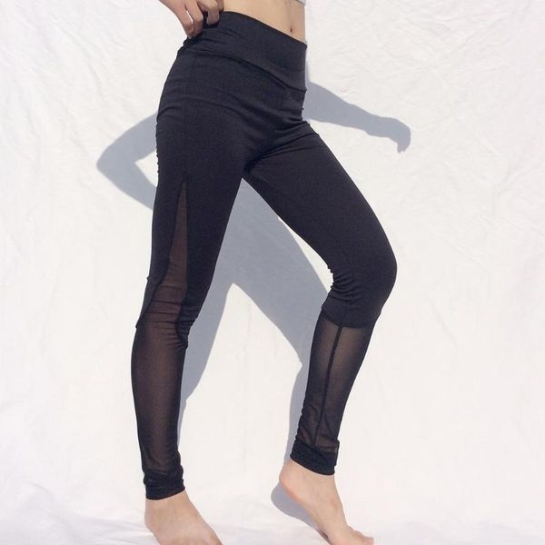 

women's slim yoga pants mesh sports fitness running gym bike trousers leggings black hip push up stretch slim pants lady new, White;red