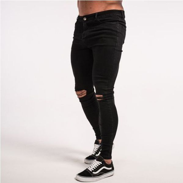 

mens skinny jeans ripped slim fit skinny jeans for men stretch denim pants black designer 32 waist 30 length, Blue