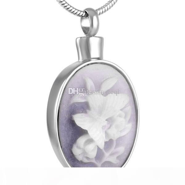 

ijd8848 personalized embossment 3d flower cremation pendant necklace hold ashes stainless steel memorial urn jewelry women men, Silver