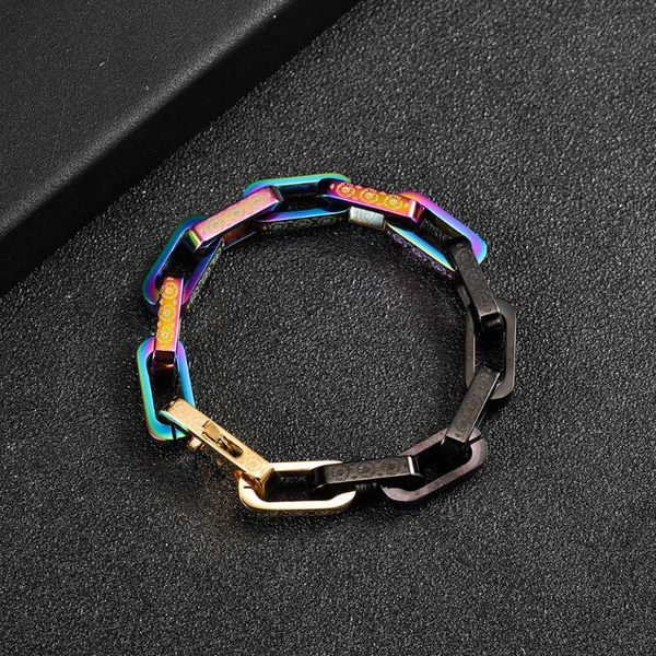 

fashionable colorful hip-hop men's stainless steel bracelet flowers square three-dimensional mosaic couple bracelet men, Golden;silver