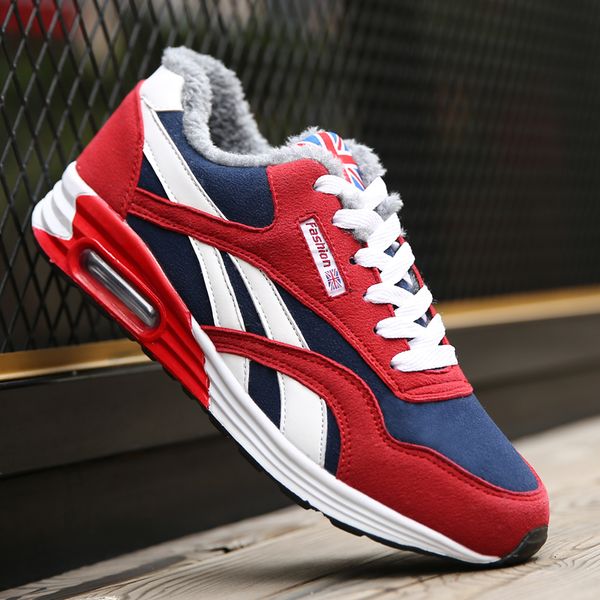 

autumn winter men warm plush casual shoes male lac-up outdoor walking sneakers tenis masculino zapatillas hombre basket femme, Black