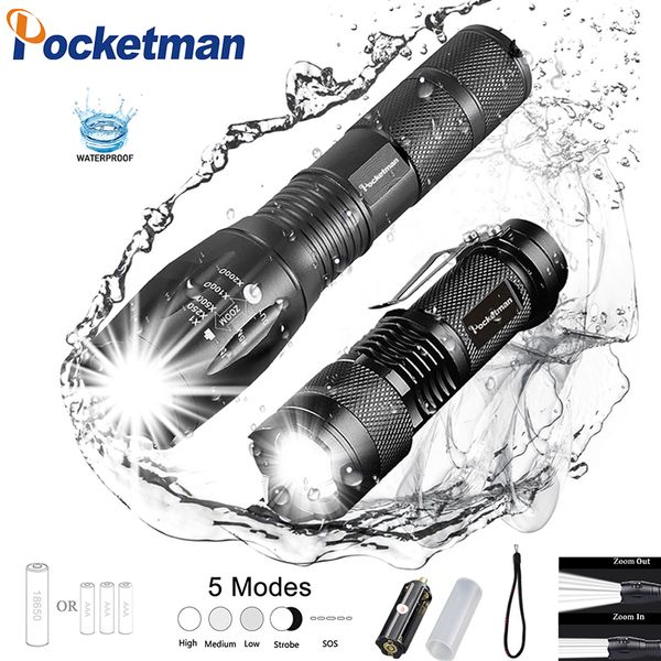 

flashlights torches 5 modes zoomable led q5 xml-t6 tactical flash light non-slip mini waterproof torch