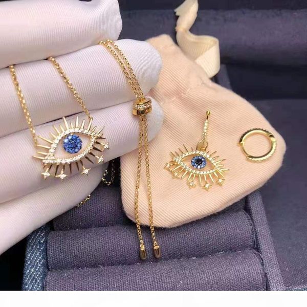 

yellow gold plated cz star eyes earrings necklace for girls women for party wedding nice gift, Golden;silver