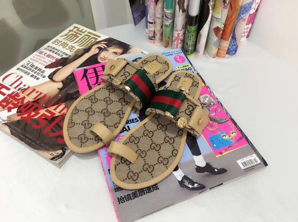 

2020 s8 #13;l v louis vuitton fashion beach slide sandals male female flower blooms print leather slippers, Black