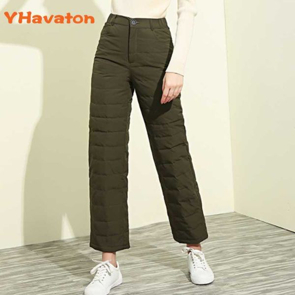 

2020 fashion slim winter women high waist duck down pants big size lady warm thicked wide leg pants female trousers outwea, Black;white