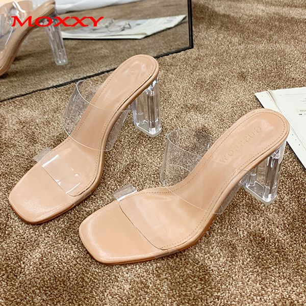 

2019 clear heels slippers women sandals summer shoes woman transparent slippers high heels pumps wedding sandal zapatos de mujer, Black