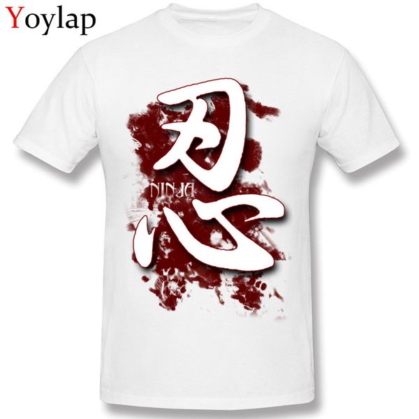 

cool design men's t shirt cotton fabric & tees casual short sleeve summer autumn white ninja kanji print unique clothing