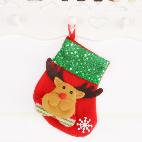

mini christmas hanging sequin socks cute candy gift bag santa claus deer bear christmas stocking xmas tree decor cartoon pendant ffa4327-3