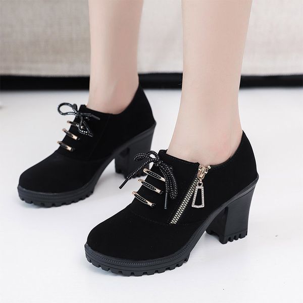 

dress shoes women bare boots 2021 winter autumn gladiator lace up casual high heels ladies woman platform pumps with zip 8304l, Black