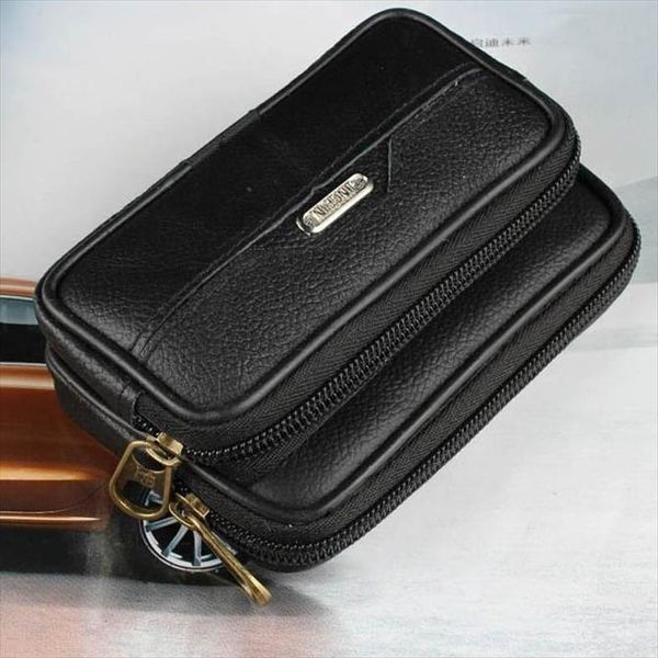 

fashion men fanny pack mobile phone male zipper coin purse pu leather good quality bag casual waist packs money id bags purses