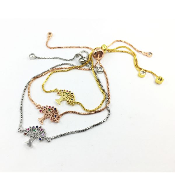 

tennis micro pave family tree turkey evil eye hamsa fatima hand charms for women adjustable bracelets cz jewelry, Golden;silver