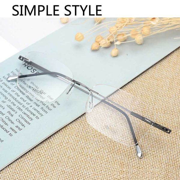

fashion sunglasses frames men spectacles optical glasses frame titanium legs rimless rectangular eye, Black