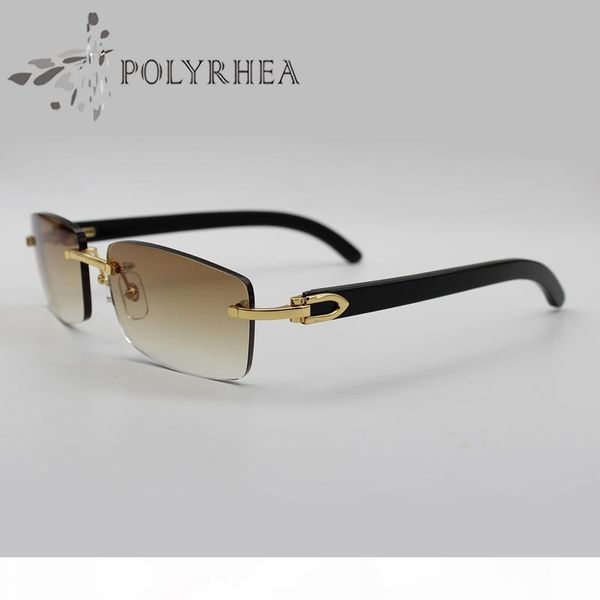 

vintage rectangle black buffalo horn sunglasses luxury and retro sunglasses rimless real buffalo horn glasses for men fishing brand designer, White;black