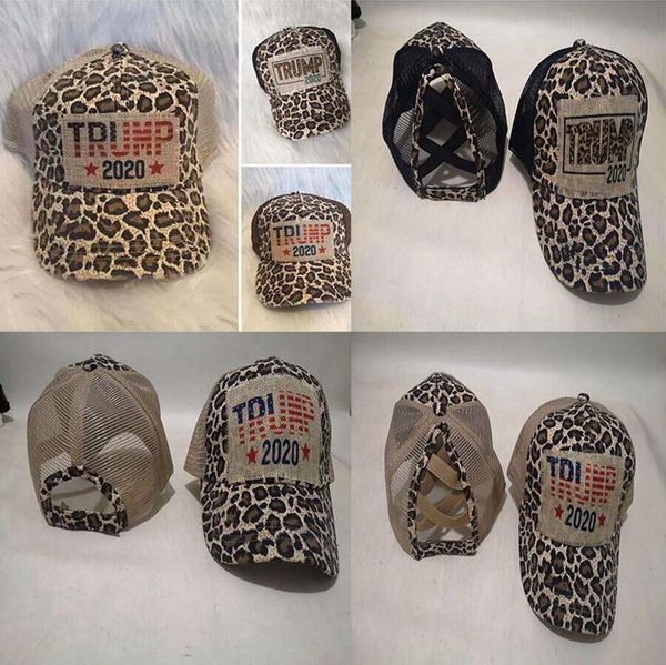 

ponytail baseball cap mesh summer trump 2020 america election caps leopard flower printed hats outdoor sports sun visor hat dda452, Blue;gray