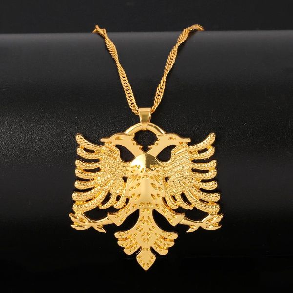 

albania eagle pendant necklaces for men women gold silver color albanian jewelry punk gifts accessories choker necklace