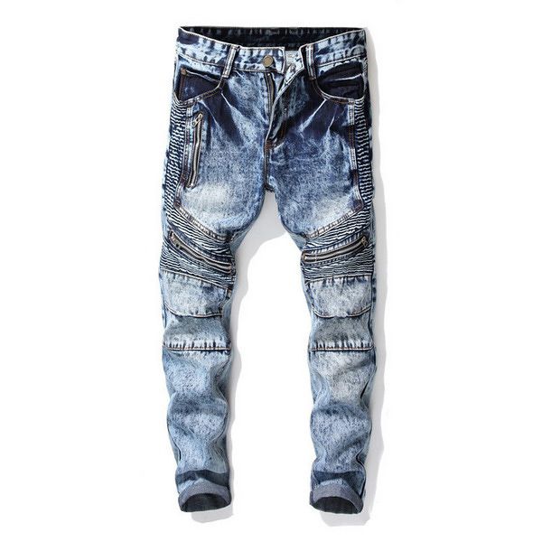 

fashion mens jeans classic pocket long pants autumn streetwear blue patchwork zipper fly mens denim pants teenager asian size