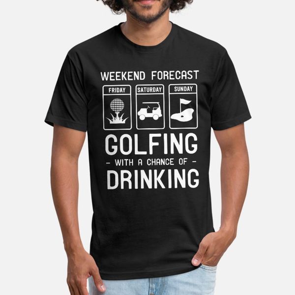 

weekend forecast golfing and drinking t shirt men printed tee shirt round collar fit sunlight humor spring standard shirt