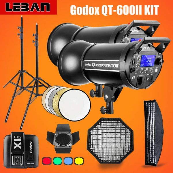 

godox qt600ii 600ws gn76 1/8000s hss studio flash strobe lighting kit & x1t transmitter + grid softbox + barn door+light stand