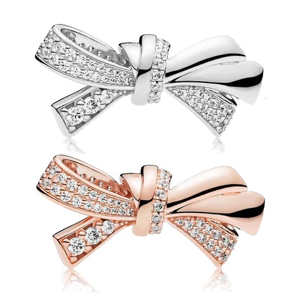 

fashion bow charms adapting pandora bracelet 3mm snake chain bead jewelry diy pendant bangle for women girl gift, Bronze;silver