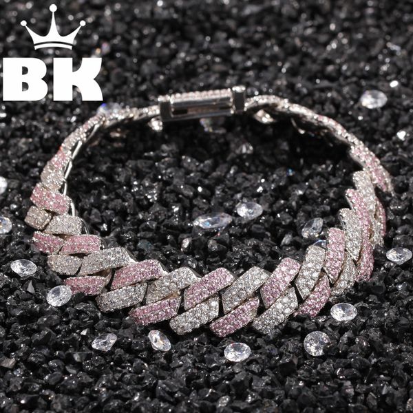 

13мм медь 2row формы бордюр кубинский браслет iced out cz браслет принимает заказ цвета для мужчин luxury box застежки падения доставка y200, Black