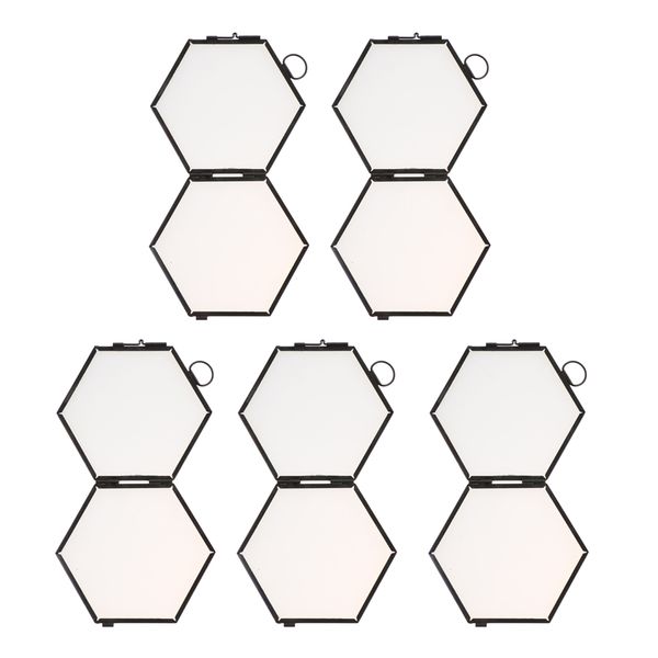 

5x vintage style hexagon metal glass picture p frame hanging frame black