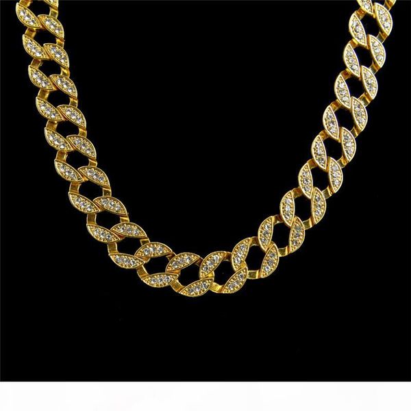 

miami cuban link chain necklace 30inch silver gold full diamond curb chain for men corrente de prata masculina wholesale mens necklace