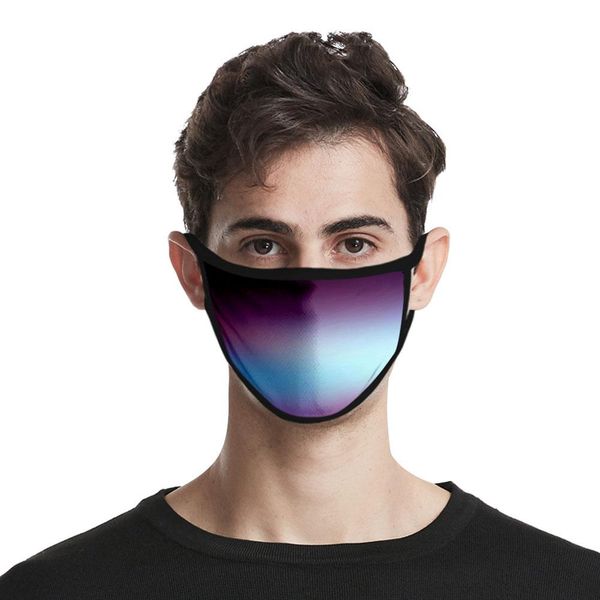 

100pcs anti-haze ice silk fabric washable gradient 3d fashion printing mask aurora color dustproof protective face masks