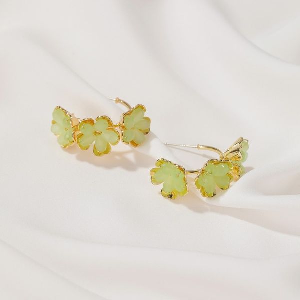 

crystal flowers stud earring women simple pendant earrings geometric ladies fashion jewelry lady korean trendy alloy kolczyki, Golden;silver