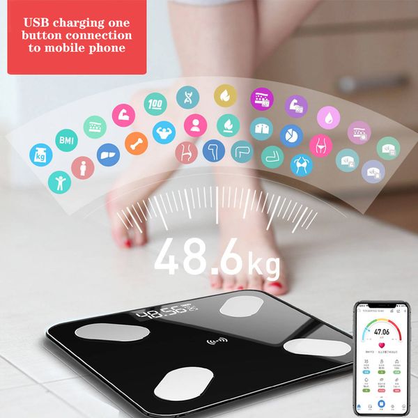 

usb chargeable body fat scale weight scale household measuring electronic fat accurate body chinese verison