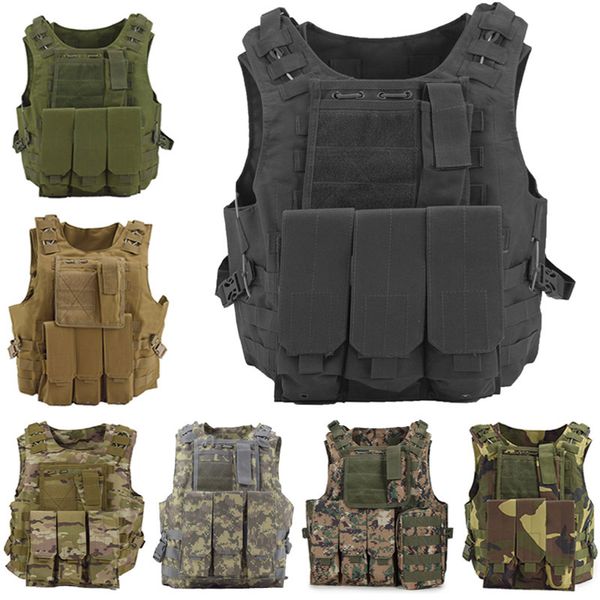 

hunting jackets tactical vest combat assault plate carrier molle outdoor clothing paintball protective body armor, Camo;black
