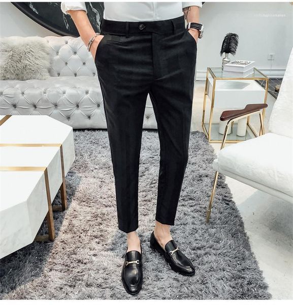 

полосатый повседневная мужская брюки лето весна тонкий фитнес mens дизайнерские длинные брюки обычная средний талия брюки прямые карандаш, Black