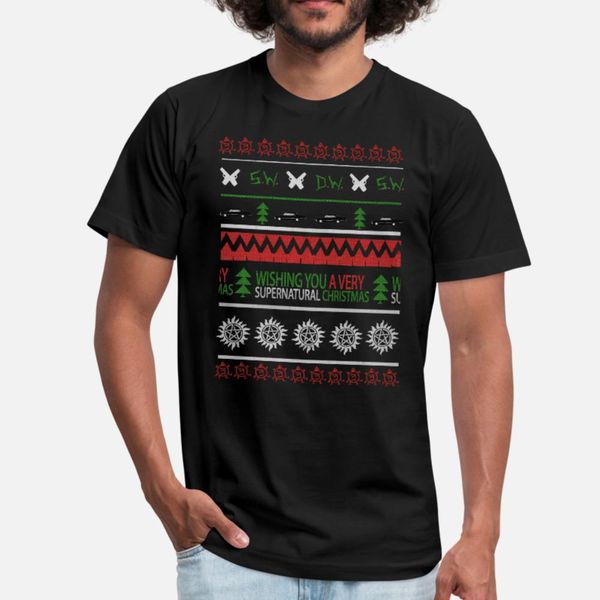 

supernatural i wish you a very supernatural xmas t shirt men printing short sleeve o neck solid color interesting comfortable shirt