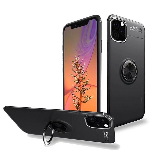 

metal ring holder case for iphone 11 pro max tpu case proctive shockproof matte finger magnetic car stand phone cover samsung note10 s10