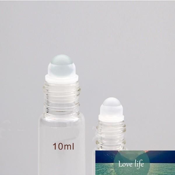 

5 10ml clear roll on glass bottle empty fragrance perfume essential oil roller ball bottles 10ml 1/3oz glass roller white plastic lid bottle