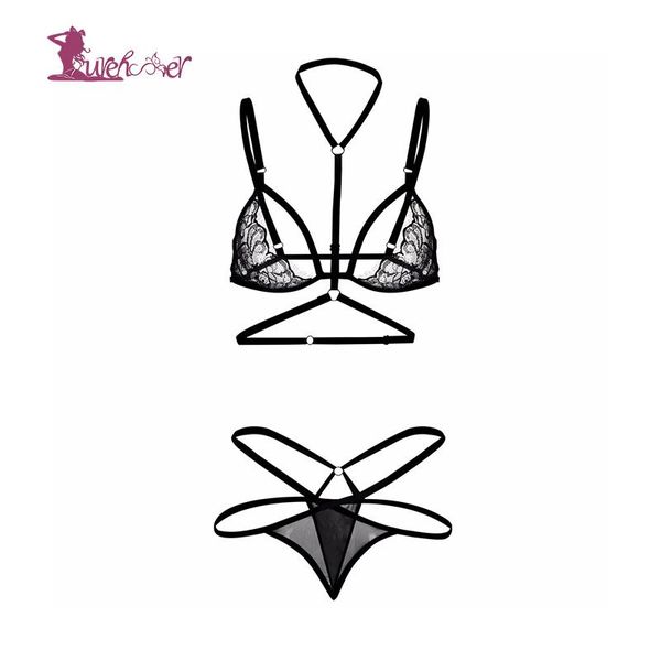 

lurehooker new lingerie set women two pieces hollow floral lace bra and panty babydolls, Black;red