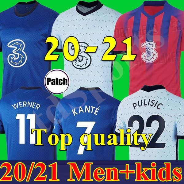 

thailand werner pulisic kante abraham mount ziyech soccer jerseys 2020 2021 camiseta de football kits shirt 20 21 men kids kit sets, Black;yellow