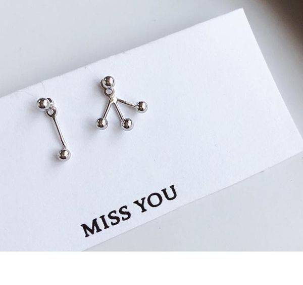 

peri sbox 925 sterling silver ball earjacket earrings for women dainty tiny ball stud earrings minimal front back002, Golden;silver