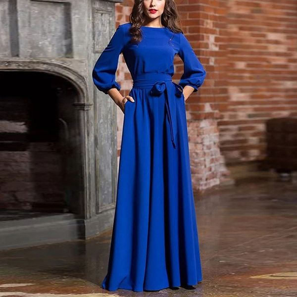 

casual dresses bohemian slim summer dress women o-neck long vestidos vintage maxi arrival, Black;gray