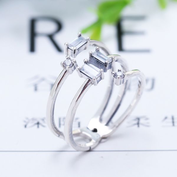 

2020 new original silver color open cube ring for women resizable wedding engagement pan rings dropshipping, Golden;silver