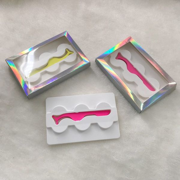 

false eyelashes 3d mink with tweezers holographic 3 pairs lashes box