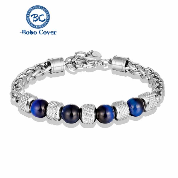 

charm tiger eye bracelet men women stainless steel natural stone beaded bracelets handmade fashion jewelry lovers' gifts, Golden;silver