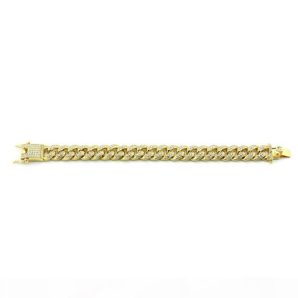 

new arrival men luxury iced out fashion bracelets gold cuban link chain miami bracelet hip hop jewelry gift ing, Black