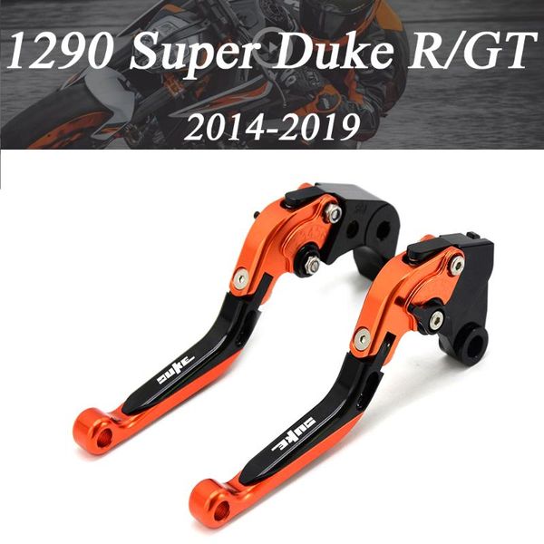 

motorcycle accessories cnc folding extendable brake clutch levers for 1290 super duke r/gt 2014-2020 with logo
