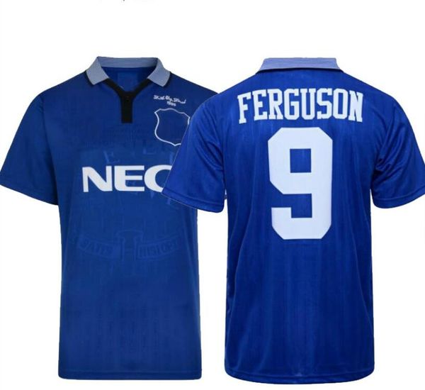

retro everton 1995 fa cup final soccer jerseys amokachi rideout ferguson stuart vintage football kit classic shirt, Black;yellow
