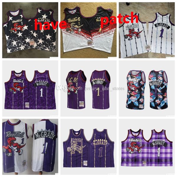

мужчины торонто хищники винс картер 1 mcgrady mitchell ness черный / золотой белый фиолетовый 1997-98 hardwoods classics swingman джерси, Black;red