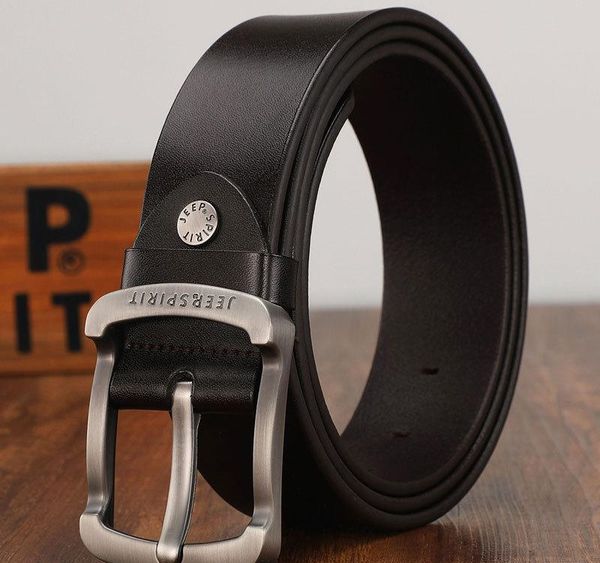 

genuine leather belt men business casual pin buckle cowskin split leather designer waist belt ceinture01, Black;brown