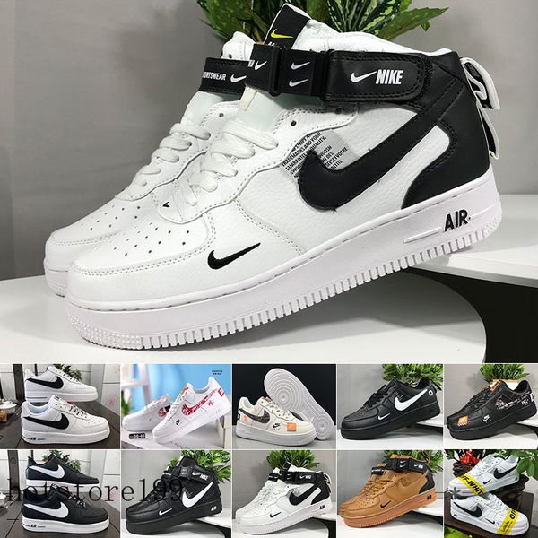 

new white x 1 low forces mca university blue mens running shoes sports fashion designer sneakers air one des chaussures shoes trrf2, Black