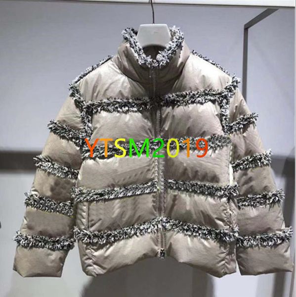 

down coat women's down wear tassel stand collar white duck down-filled coat outdoor warm feather winter jacket, Black